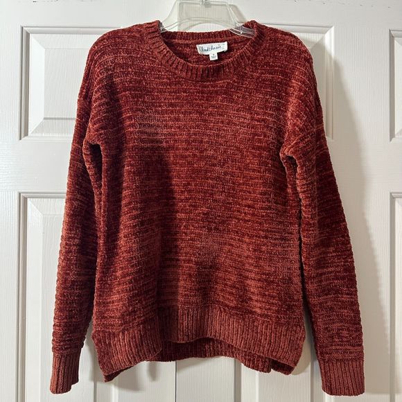 CloudChaser Women's Velvet Ribbed SuperSoft Orange Sweater Round Neck Size Small - Picture 2 of 12